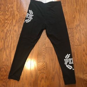 PINK leggings black with logo